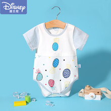 迪士尼（Disney）自l营婴儿短袖连体衣夏装薄款睡衣女宝宝三角哈衣爬服男新生儿包屁衣服 菠萝B-薄棉 90cm