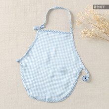 浪丝儿 婴儿真丝肚兜桑蚕丝新生儿衣男童护肚围夏季女童双层兜兜宝宝腹围 蓝色格子 双层面料 73cm