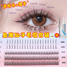 【带胶水镊子】eaun虞书欣同款假睫毛女超自然分段朵毛单簇鱼尾燕尾嫁接仙子毛A型仙女毛假睫毛胶水 单根仙子毛+鱼尾混装+胶水镊子