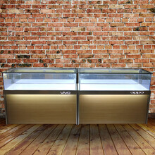 手机柜新款华为OPPO小米vivo珠宝台钢化玻璃展示柜业务受理体验台 (木质)oppo款