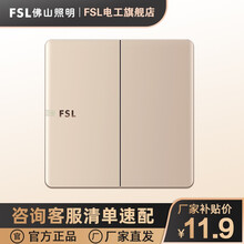 FSL佛山照明86型暗装10A五孔插座面板二三插开关套餐i3金色装饰电脑开关空调插座 双开双控(荧光)