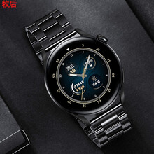 牧后 表带适用华为watch3/3pro表带钛金属不锈钢智能3PRO尊享版鸿蒙华为手表表带 黑色·三铢钢带 适用华为Watch3(46MM)+高清膜2片