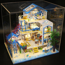我屋DIY小屋浪漫爱琴海手工制作木质大型别墅地中海模型房子减压玩具创意生日礼物男生女朋友老婆闺蜜情人节