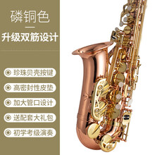 萨克斯初学者降e调中音萨克斯风管乐器成人入门考级 磷铜色(升级磷铜)【双筋加固升级款】+配套