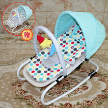 哄娃神器婴儿摇摇椅多功能婴儿摇椅宝宝安抚躺椅哄娃神器摇篮哄睡成长型护脊健康 湖蓝色网布蚊帐+枕头+架+蓬