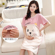 风海有夏【速发】月子服夏季薄款短袖产后喂奶哺乳睡裙夏天孕妇睡衣女连衣裙4月份5 皇冠裙 M码建议【80-100斤】