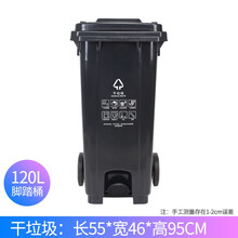 上海指定款240升上海干湿分类垃圾桶大号脚踏环卫四色分离幼儿园户外120升果皮箱 120L（黑色）干垃圾