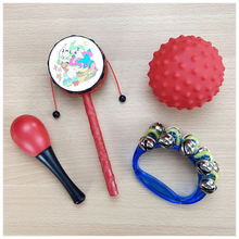 曲漾 婴儿玩具手摇铃拨浪鼓3-6-12个月0-1岁宝宝新生幼儿玩具 4件D【鼓+沙锤+红球+半圆铃】