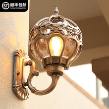 圣德艺 户外壁灯 欧式防水阳台别墅走廊灯美式室外庭院花园过道楼梯大门灯 古铜色大号地球壁灯 配4瓦LED灯泡 暖光