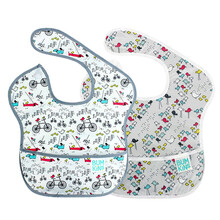 bumkins围兜饭兜婴儿防水罩衣围嘴宝宝口水巾组合套装 小鸟+自行车