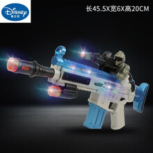 迪士尼（DISNEY） 儿童电动玩具枪带声光音乐宝宝小男孩子发光发声男童冲锋5-8-10-12岁玩具 (蓝色)新款士兵自动 带充电器+5号充电电池