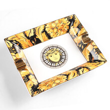 LUXFO朗佑雪茄烟具精致陶瓷雪茄烟灰缸持灰器客厅书房等时尚烟具摆件AS600 黄色