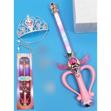 芭啦啦儿童仙女魔法棒女孩玩具拉拉公主小魔仙女童礼物 闪光变形魔棒少女粉)收藏送电池.粉皇冠.3发夹