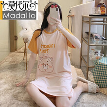 莫代尔哺乳睡裙夏季薄款产后住院月子服喂奶大码孕妇睡衣产妇短袖连衣裙 603前后熊 L【100-120斤】