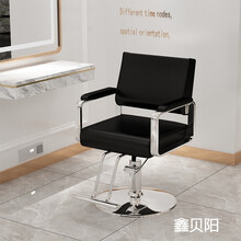 美发椅子网红理发店椅子发廊专用时尚升降座椅剪发椅子理发椅 电亮银-极简黑 官方标配