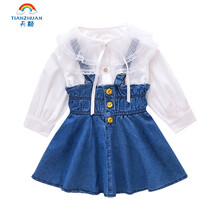 天颛品牌童装儿童连衣裙早秋新款女童小清新秋季年洋气套装背带裙子儿童装公主裙秋装G22 图片色 80cm