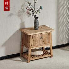 枯木逢生-老榆木旧门板全实木中式卯榫民俗靠墙柜子洗手台边柜餐边柜玄关柜储物柜浴室柜设计师民宿家具 边柜 整装