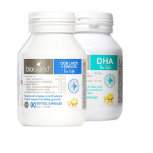 佰澳朗德（Bio island）婴儿dha婴幼儿海藻油儿童鱼肝油补脑护眼0-6个月以上 （2瓶混装）dha海藻油+鳕鱼肝油