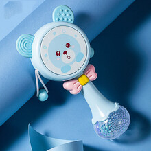 披风熊婴儿趣味灯光音效拨浪鼓可啃咬0-6个月宝宝音乐手摇鼓小熊摇铃新生儿玩具牙胶音乐耐磨耐摔 小熊拨浪鼓黄色