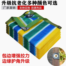 枫槿遮阳网四色条纹加密防晒网家用隔热网六道包边打孔汽车阳台楼顶防晒遮光网 四色条纹6米X8米【六线包边】