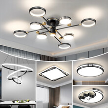 VVS美学灯 北欧灯具套餐后现代简约吸顶灯套装家用大气LED客厅灯时尚创意主卧室房间三室两厅灯饰 三室两厅无极+餐厅白光【包安装+到手价2999】