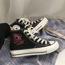 龙琸帆布鞋女2021夏季新款低帮潮流休闲鞋女鞋百搭学生网红街拍小白鞋女韩版ulzzang女士户外板鞋 #正步&CK-50黑色 37