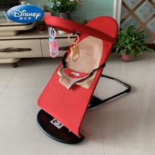 迪士尼/Disney 哄娃神器哄娃哄睡儿童躺椅摇床儿童摇摇椅可躺可折叠易拆洗易携带 红双网+四季通用 加玩具支架(包括三个玩具)