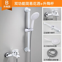 客丽（KOLEE）北欧白色浴室淋浴套装花洒简易全铜体沐浴淋雨喷头浴缸淋浴水龙头 B款双功能套装-带升降杆