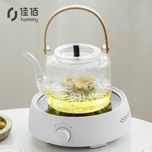 佳佰【京东自有品牌】电陶炉+玻璃壶套装煮茶器耐热玻璃提梁泡茶壶功夫茶具套装 蒸煮双内胆电陶炉套装