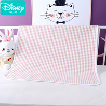 迪士尼（Disney）苎麻隔尿垫夏季婴儿凉席尿垫防水透气儿童大号防漏床垫月经护理垫 红色格子 70x90cm