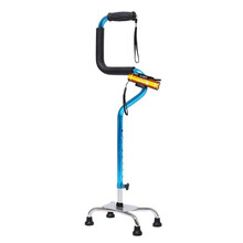 雅德 老年人拐杖四脚拐带灯老人手杖起身拐棍手杖四脚老人行走辅助器防滑四脚拐杖残疾人康复行走骨折助行器 蓝色带灯