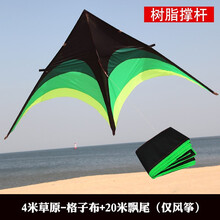 风筝大人专用超大夜光飞跃风筝ins网红个性新款新型大型特色大 4米草原+20米飘尾(格子布)