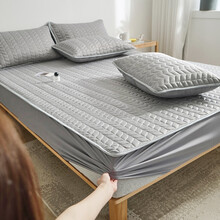 罗兰家纺冰丝席乳胶凉席软席套件 床笠式可水洗薄款夏天透气全包防滑空调席子枕套 JSY乳胶凉席床笠款-灰色 180x200cm（三件套 有2只枕套）