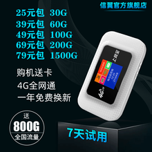 信翼全网通4G随身wifi便携路由器移动无限流量免插卡usb无线卡托电信笔记本手机车载mifi上网宝 全网通彩屏升级版（2100毫安） 月享电信1500G一年套餐