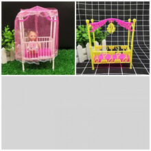 芭比娃娃套装鞋子双人床家具配件衣服欧式衣柜公主睡床卧室被子 公主床+蚊帐+公主床+小娃娃2个