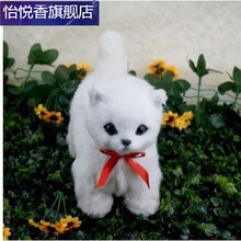 会发声的电动猫咪仿真会叫玩具猫猫毛绒玩具公仔花猫有声音的会摇头能走路 纯白猫咪(会叫会走)