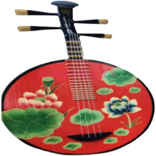 乐器月琴彩绘实木厂家直发家装饰品挂件家居摆设复古京剧民族琵琶 红色