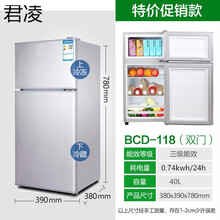 小冰箱双门138升小型迷你冷藏冷冻节能电冰箱宿舍家用 君凌 48B118三级能效 适合单人使用