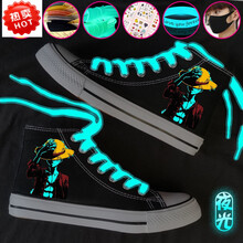 ℂ℘ 潮童范 男女儿童的舒适百搭鞋子2021新款春夏高帮帆布鞋童孩帅气火影动漫卡通动漫夜光鞋 高帮-彩-海贼王+夜光礼包 内长24.5cm 39码