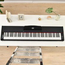 金色年代 88键重锤演奏电钢琴家用练习数码钢琴88008棕色+三踏++木头琴架 重锤键多功能-黑色+单踏