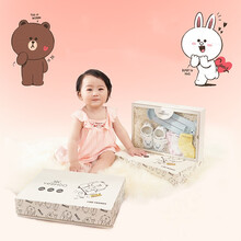 英氏儿童童鞋礼盒鞋子袜子宝宝步前鞋送礼套装LINE FRIENDS系列 英氏白YFXOJ11502A 11.5CM