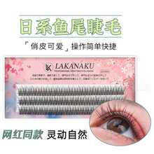 Y 假睫毛自然款网红A型仙子鱼尾单簇睫毛嫁接朵毛 花仙子单根自然仿真纤长软自嫁接假睫毛 3排鱼尾毛 0.07 C 8mm