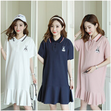 凯琳卡洛儿 孕妇装夏装孕妇裙夏季夏天外穿孕妇连衣裙宽松大码孕妇裙子孕妈装 蓝色 M