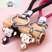 情侣猴子钥匙扣礼物女可爱汽车钥匙链 挂饰创意挂件生日礼物女生实用小礼品送女友情人节本命年 红色+黑色一对(生日礼物+礼盒装)