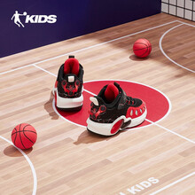 乔丹（QIAODAN）童鞋儿童篮球鞋2021秋季小童潮流鞋子男童运动鞋 QM1310101黑色/极光红32
