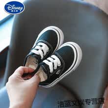 迪士尼&夏日潮搭专柜优品牌童装2-14岁小孩穿的儿童帆布鞋女童板鞋2021夏季新款韩版休闲宝宝布鞋软 黑色 20码内长约14cm