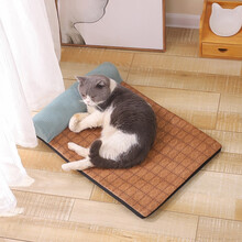 sin52°猫窝狗窝夏季凉席宠物冰垫狗狗猫咪凉席睡垫子大号 果绿色L码(可拆洗65*80cm)