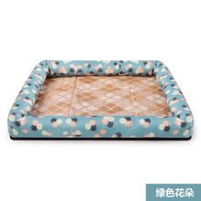 宠物冰丝垫猫窝狗窝四季通用夏季通用狗狗夏季凉席垫子凉窝睡垫 绿色花朵【冰丝款】 L码【适合20斤内】