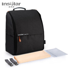 茵秀丽简约妈咪包双肩多功能妈咪包背包大容量母婴外出收纳背包背奶包 云母黑