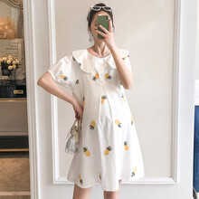 郁彼 孕妇装夏装孕妇裙夏季夏天外穿孕妇连衣裙宽松大码孕妇裙子孕妈装 白色 L